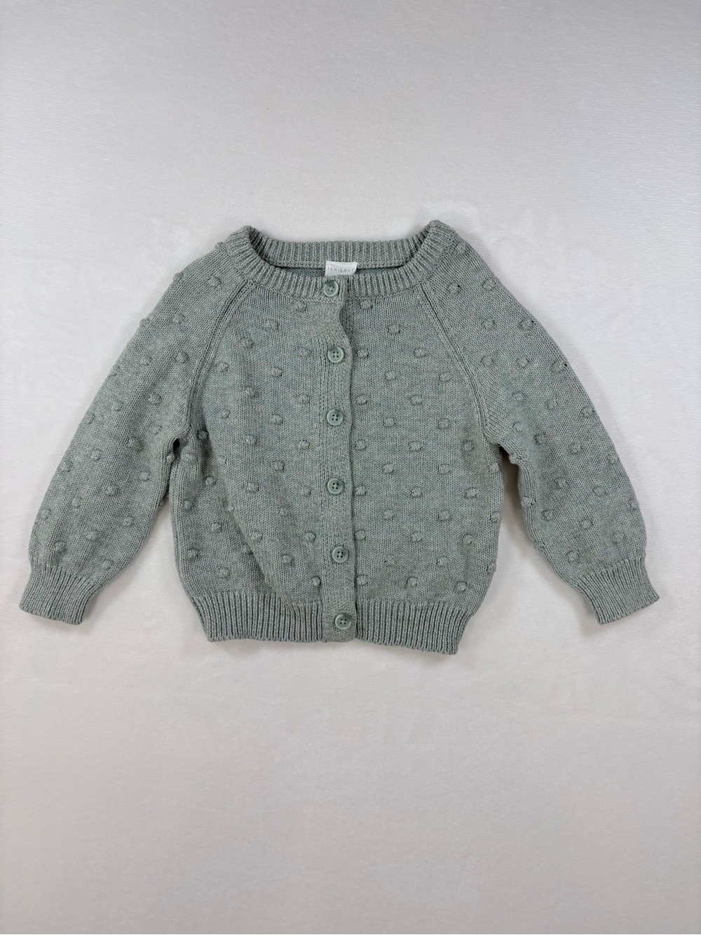 Jamie Kay Cotton Dotty Knit Cardigan Sea Breeze Green Size 3Y